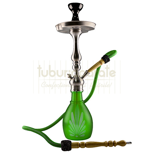 Narghilea traditionala egipteana de vanzare cu un furtun Aladin Bangkok 2 Green 63 CM